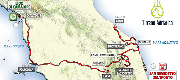 2018 Tirreno-Adriatico map